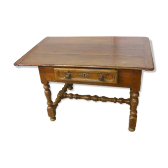 Old table with Lorraine-type drawer in solid wood