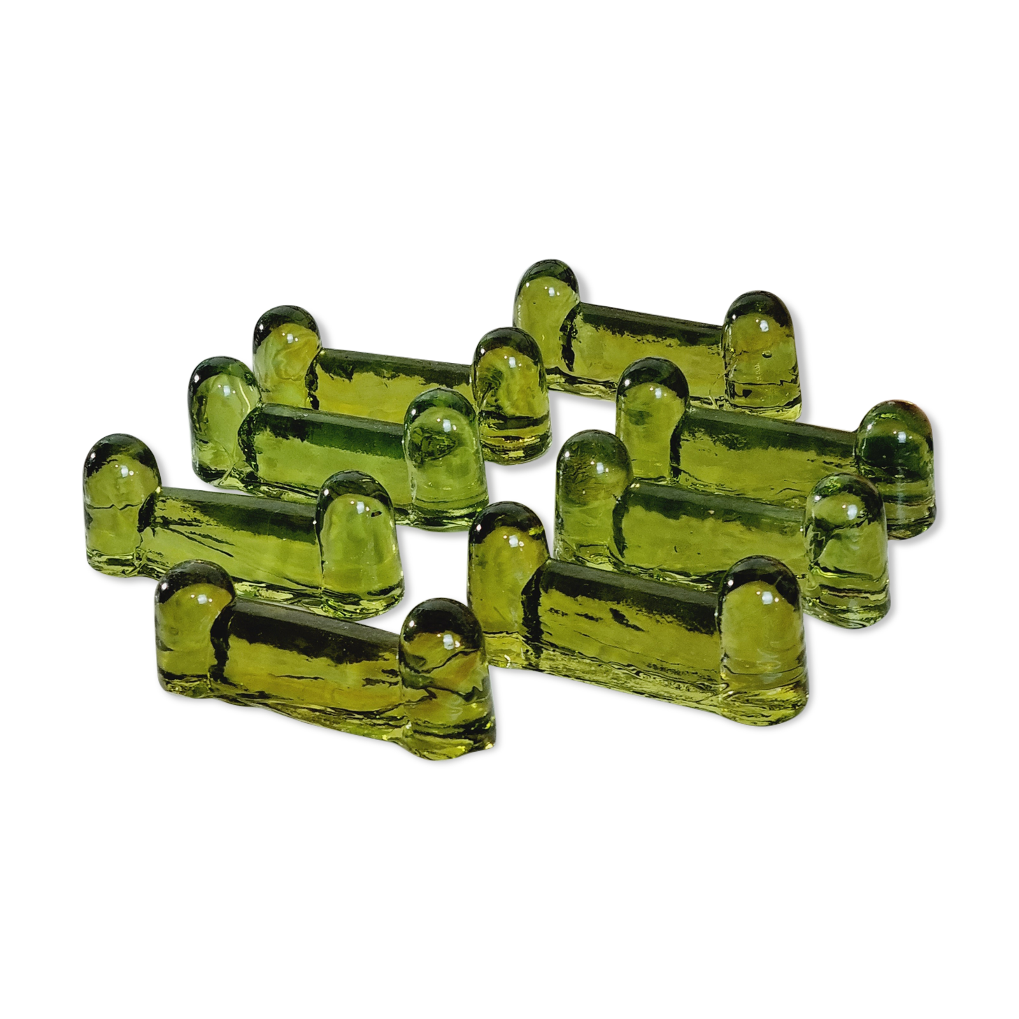 8 knife doors in green glass from BIOT