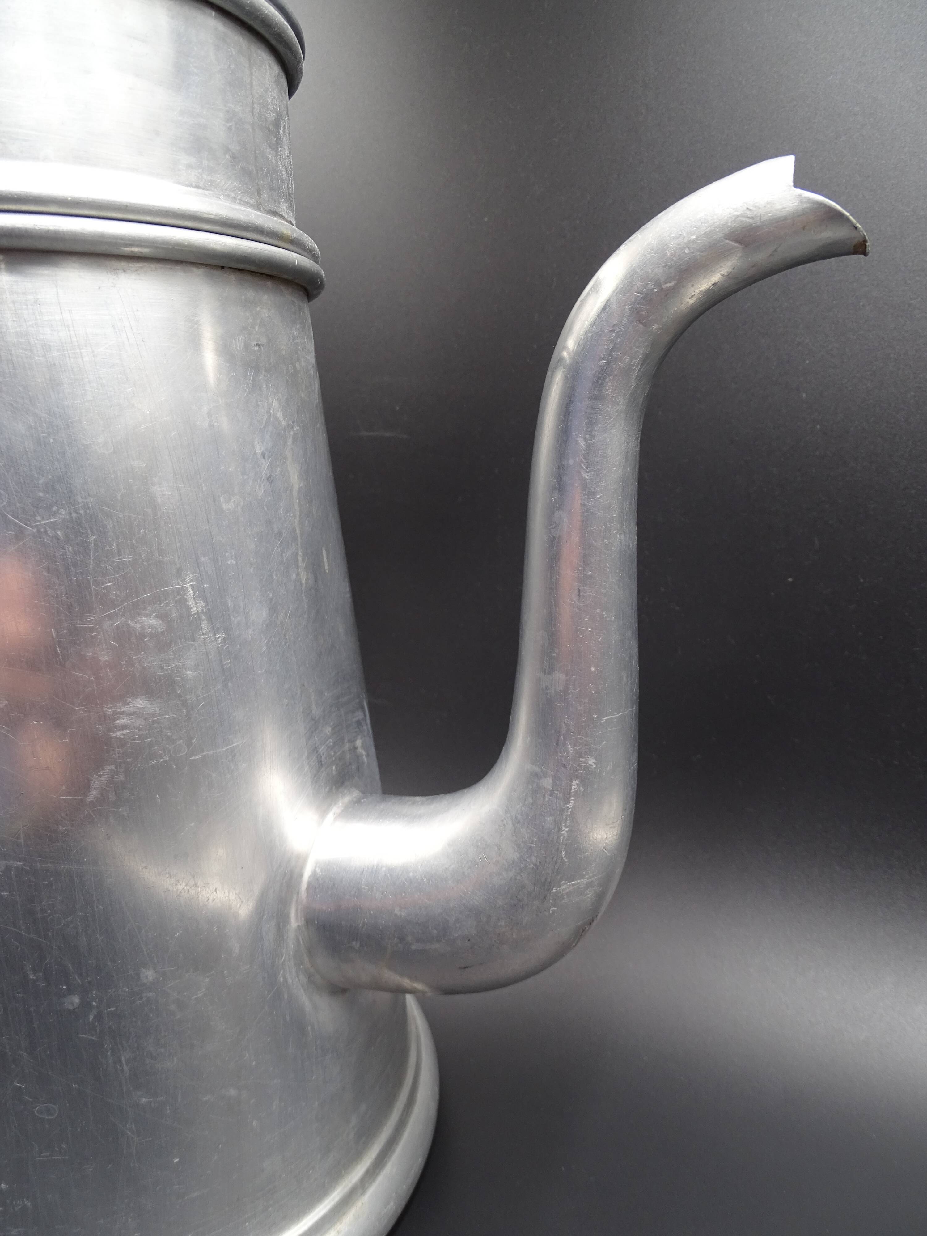 Old aluminum coffee maker -red cove - around 1930