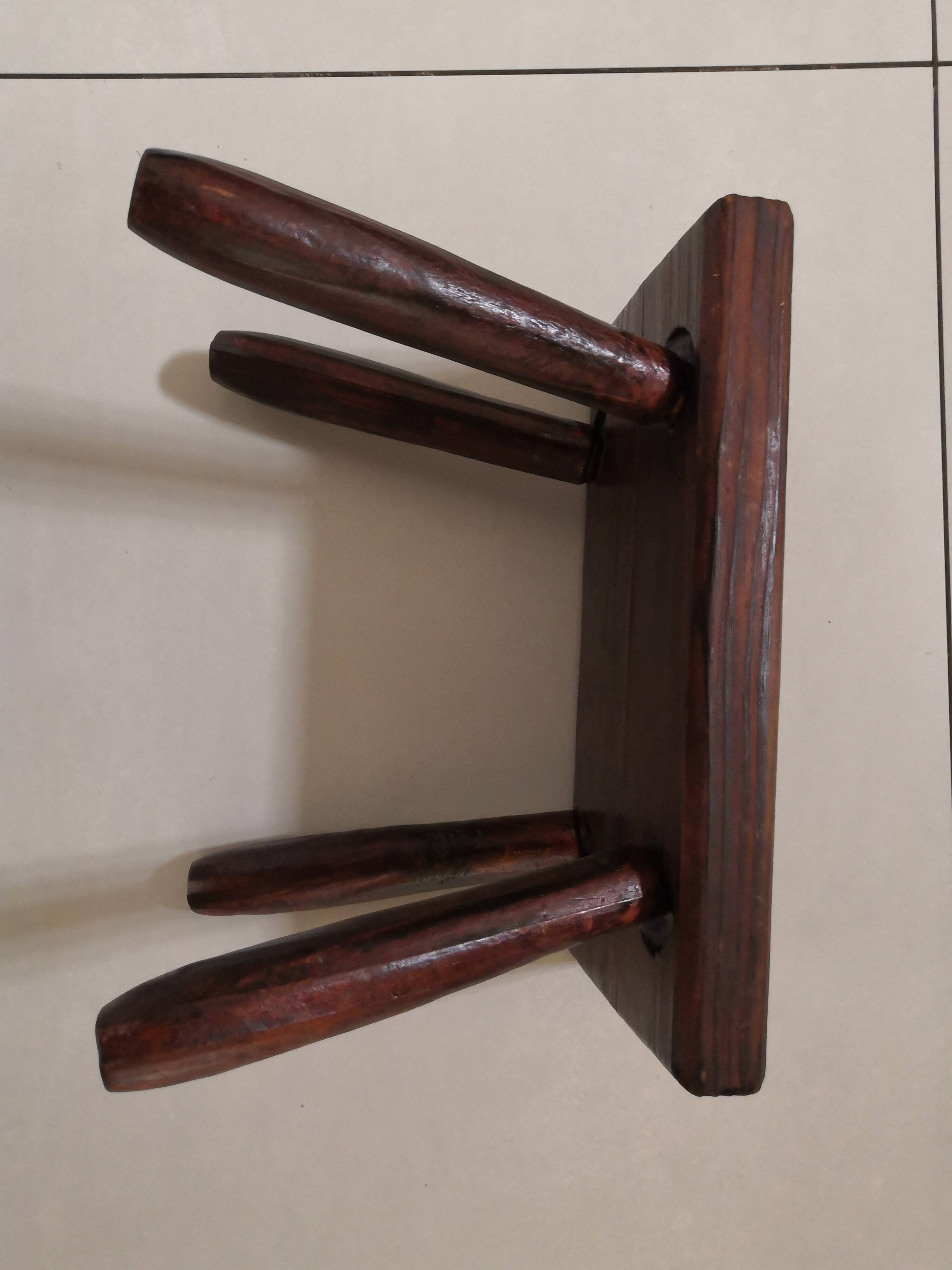 Step footrest solid wood vintage brutalist stool