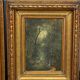 Paire de peintures "Paysage forestier" sur panneau de bois.