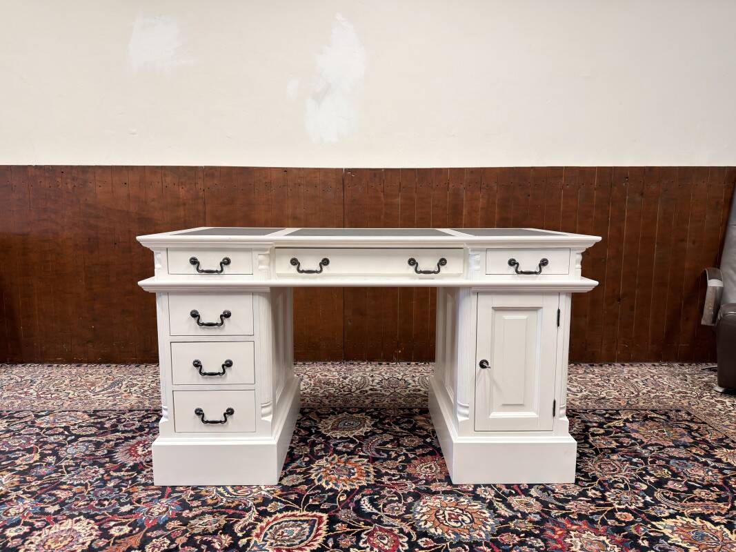 Classic English White Chesterfield Desk