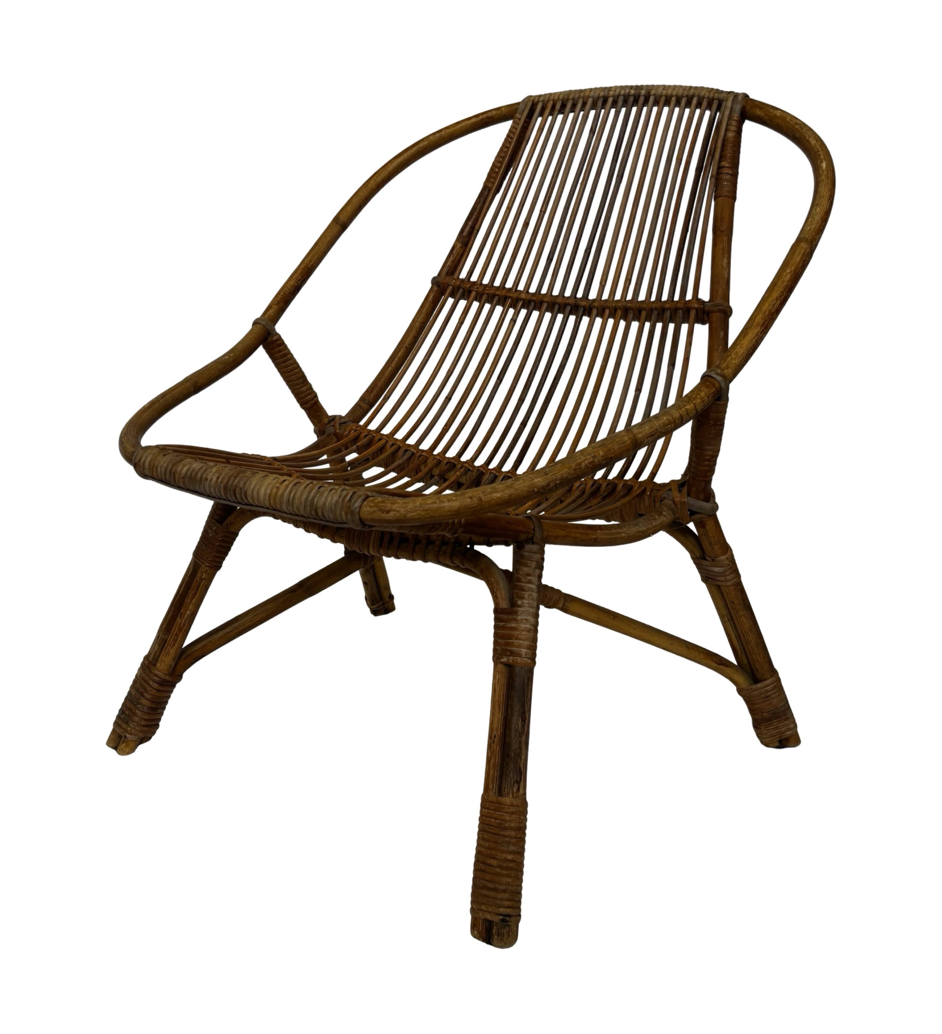 Vintage Rattan Chair Dirk Van Sliedregt Rohe Noordwolde 1960