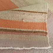 Salmon & Pink Mid Cenyury Modern Kilim Rug, Vintage Striped Boho Carpet