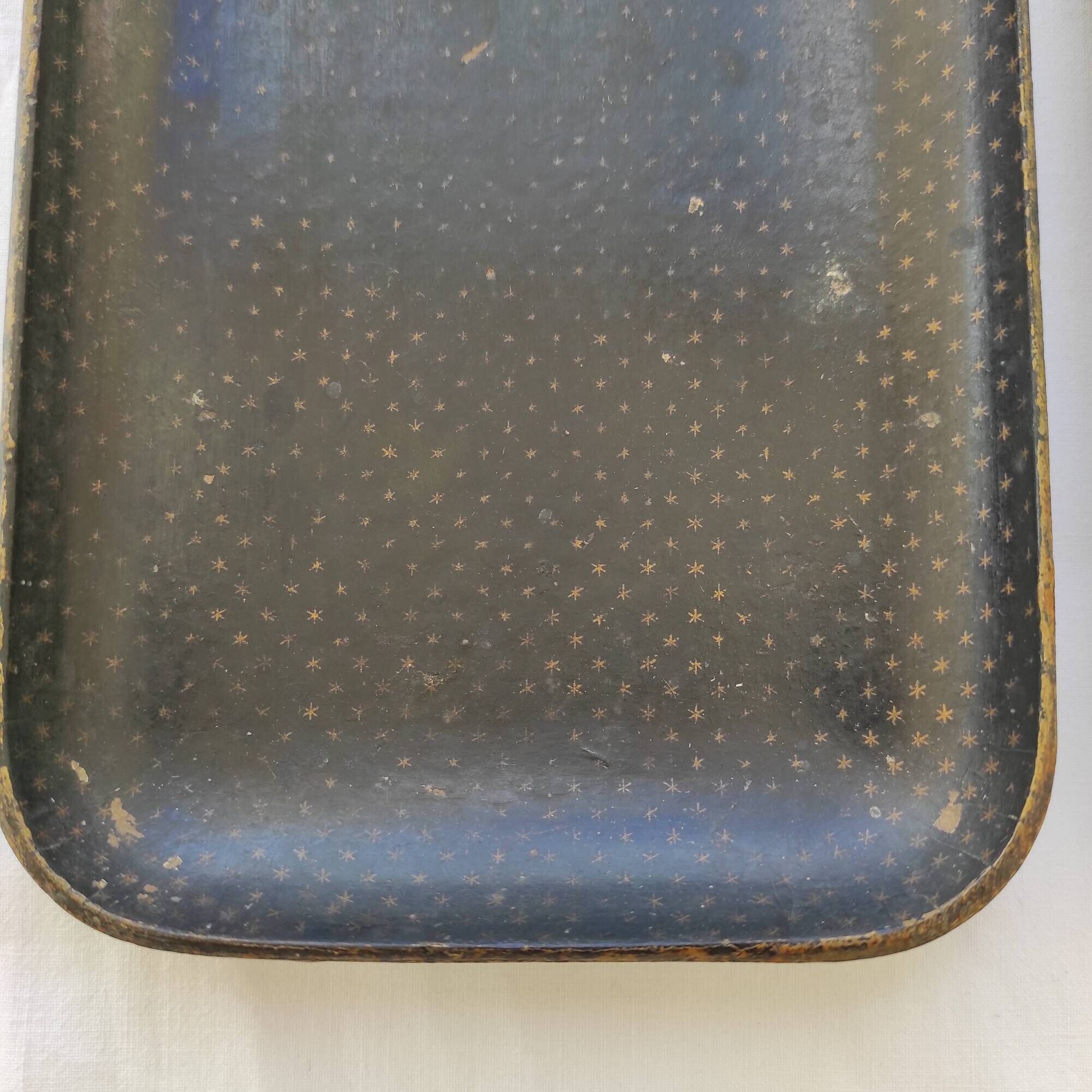 oval and rectangular trays / papier-mâché with golden stars NAPOLEON III / 1set of 2 pieces