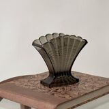 Art Deco Smoked Glass Shell Vase