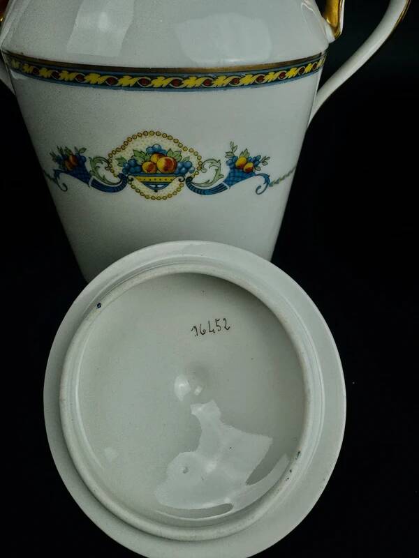 Bernardaud Limoges porcelain tea set with Cornucopia decoration
