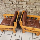 Pair of leather armchairs 1980