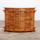 Brutalist mid-century wooden bar with 3 bar chairs, 1970s