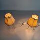 Paire de lampes de chevet du milieu du siècle en laiton et abat-jour en tissu, années 1960, Allemagne