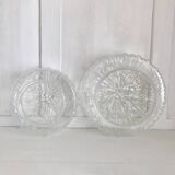 Two round molded glass ceiling lights