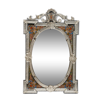 Venetian Mirror with Shutters Renaissance Style – Bevelled Painted Glass – 19th Century