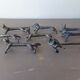 8 antique tin animal knife holders