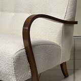 Canapé des années 1940 en bois et tissu bouclé, production italienne