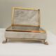 Lot of white marble object - 2 boxes and 1 candlestick