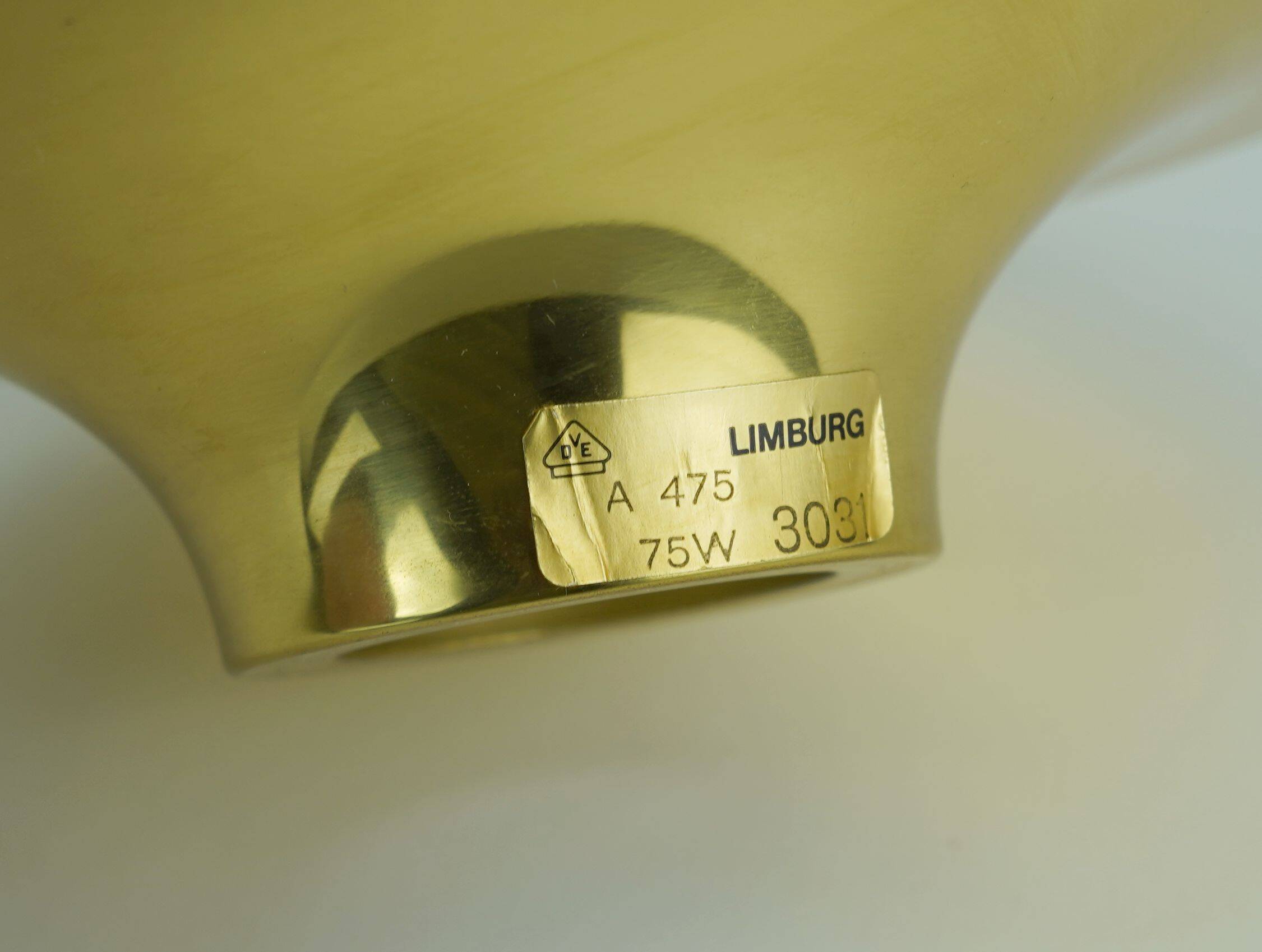 Limburg flush mount model a475 3031 flower-shaped glass shade and brass 70s