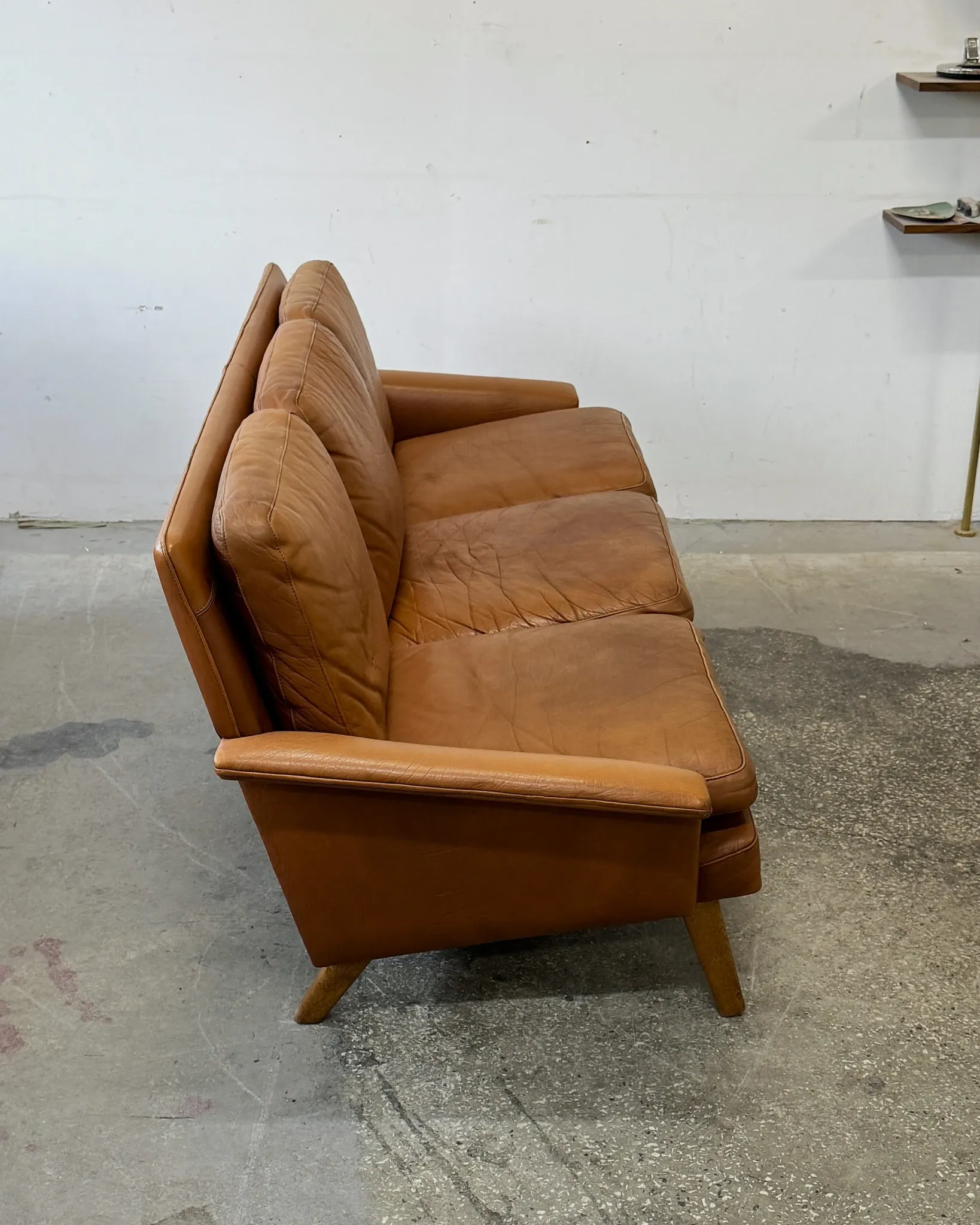 Leather sofa, Denmark, 1960s/70s, vintage, mid-century modern