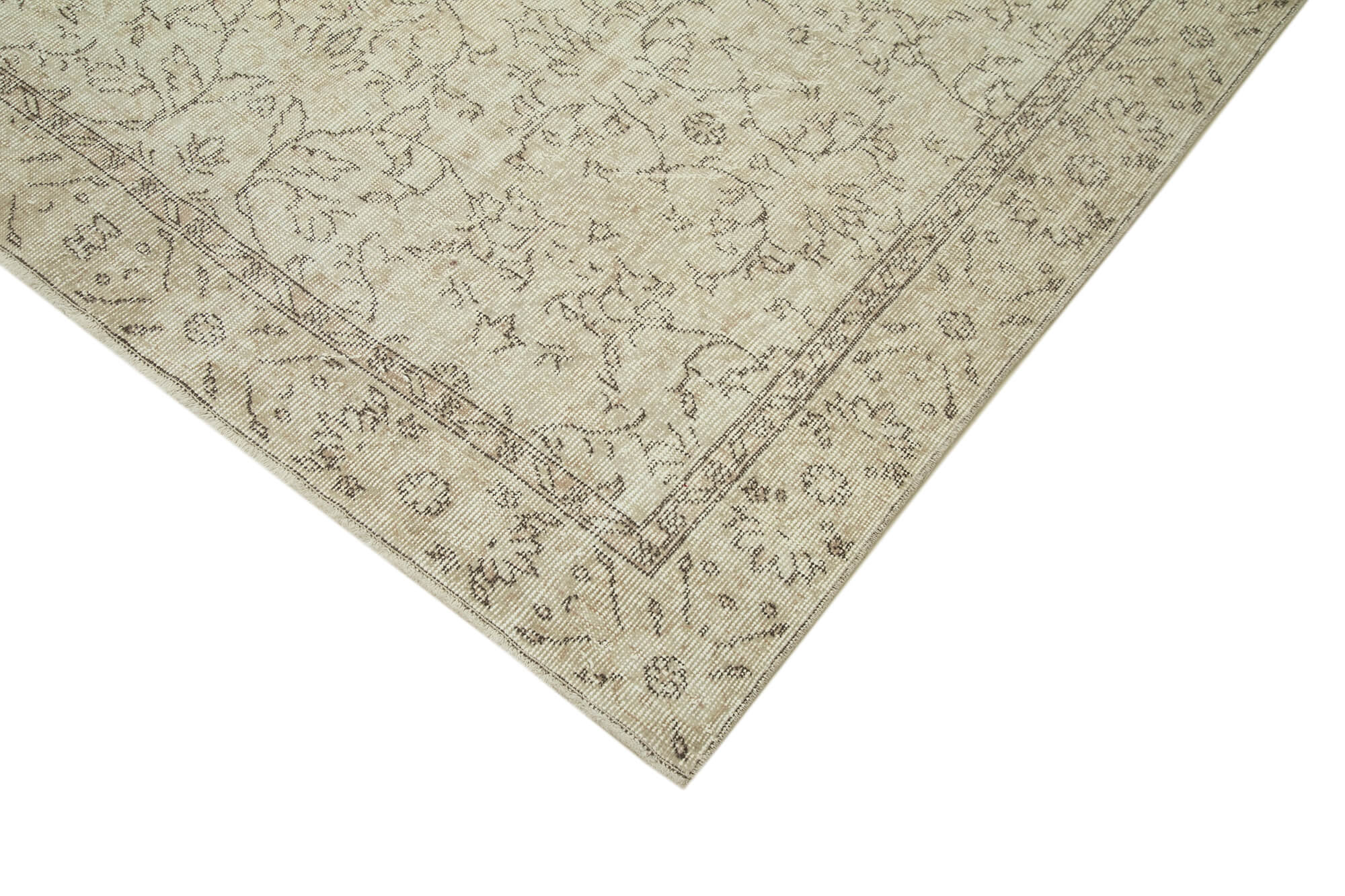 Handwoven distressed anatolian beige rug 168 cm x 281 cm