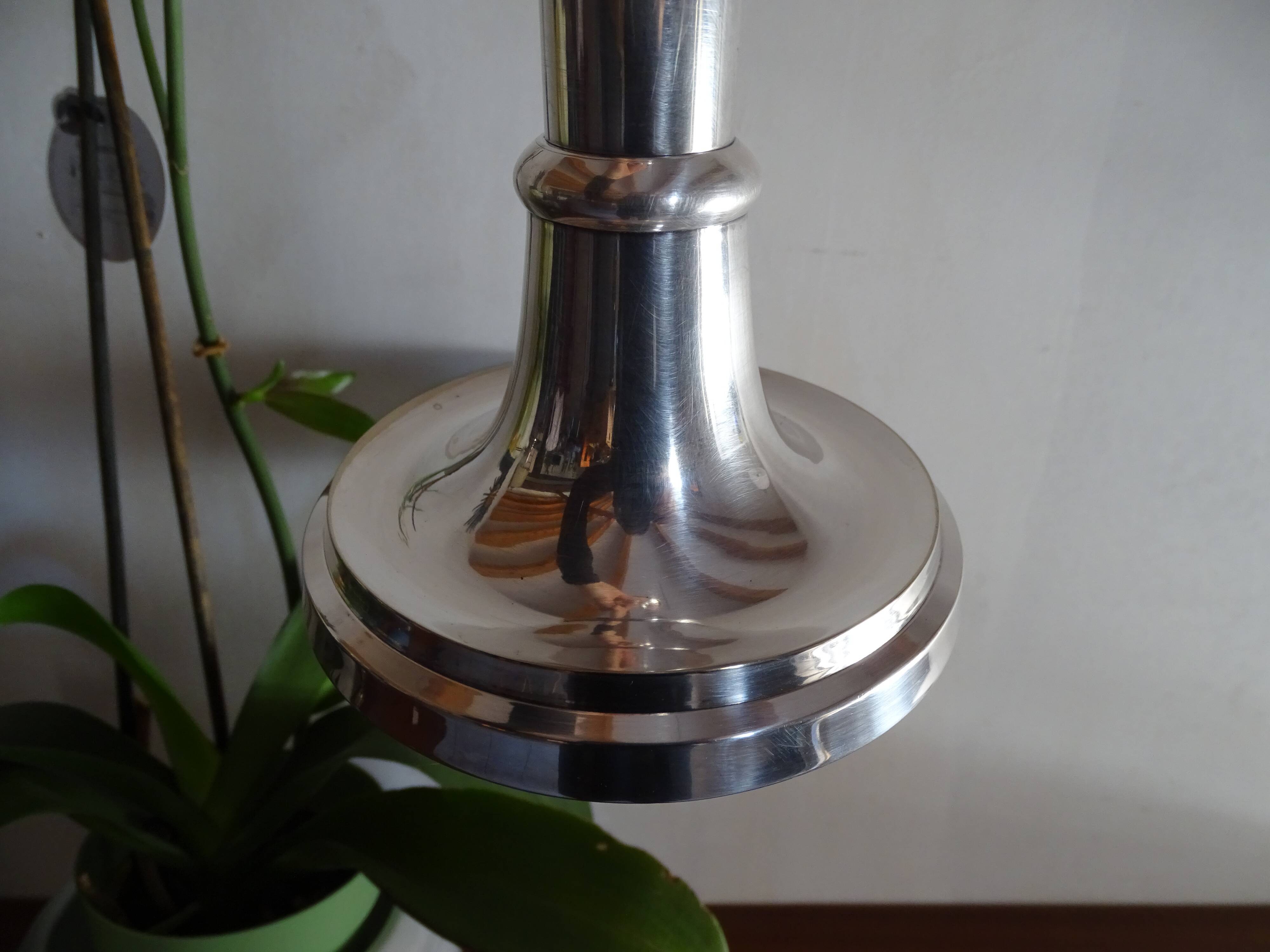 Vintage silver metal candle holder 32.5 cm
