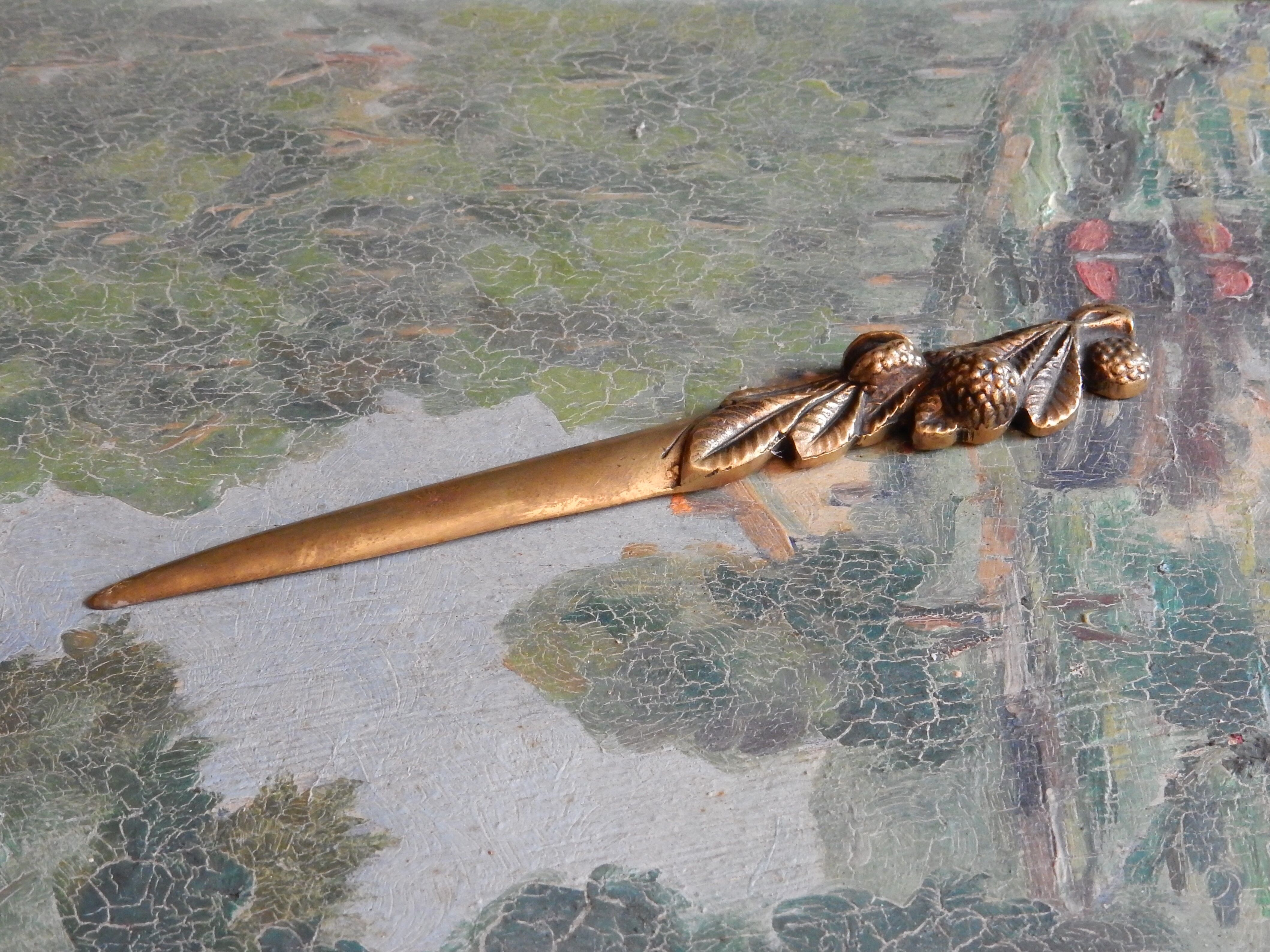 Art Nouveau brass paper cutter