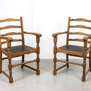 Chaises médiévales vintage en chêne, lot de 4