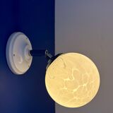 Vintage glass globe wall light from Clichy, white.