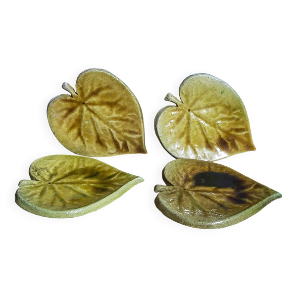 Quatre coupelles feuilles en céramique Les potiers d'Accolay