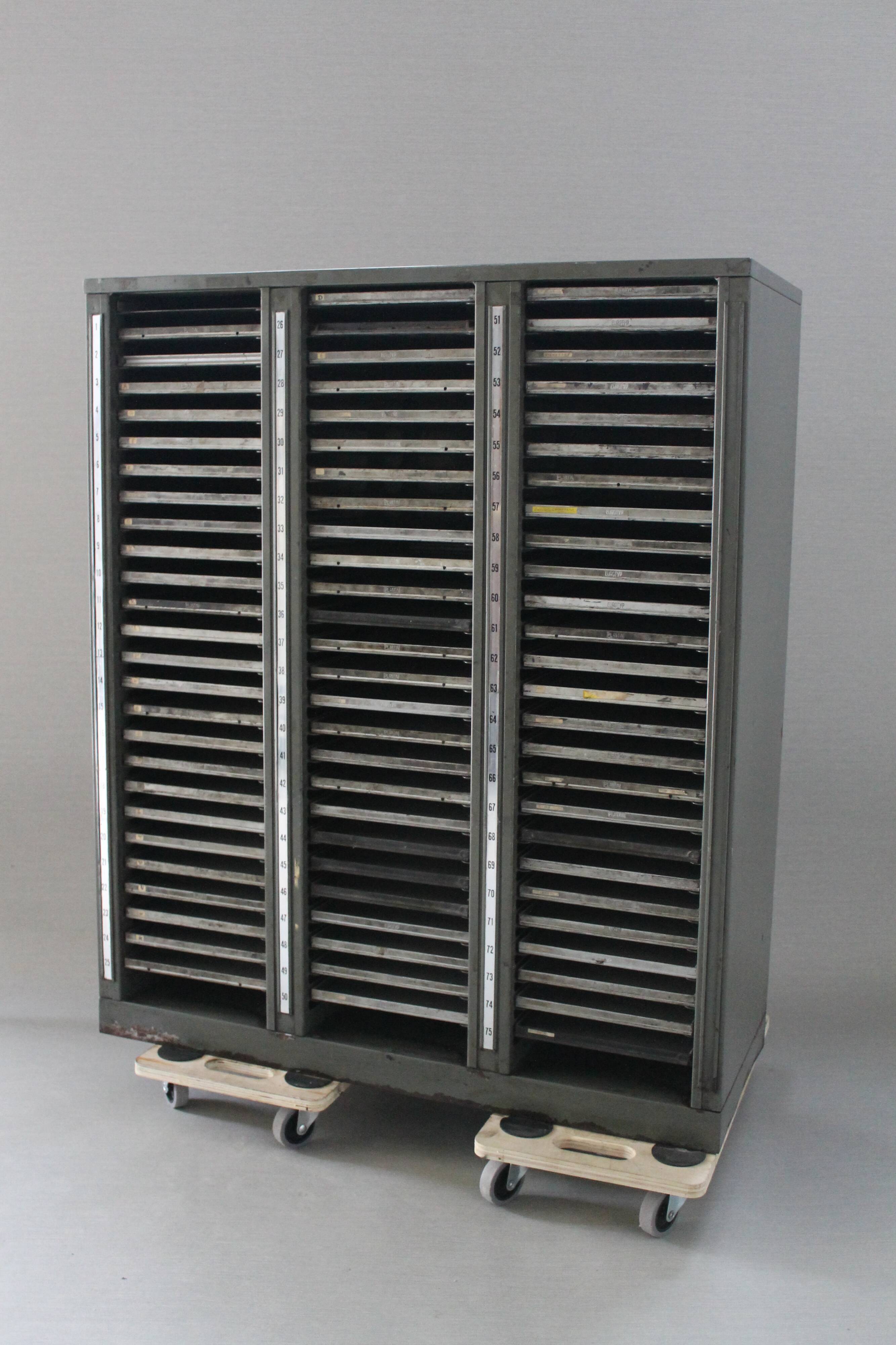 Metal printing furniture with 75 drawers