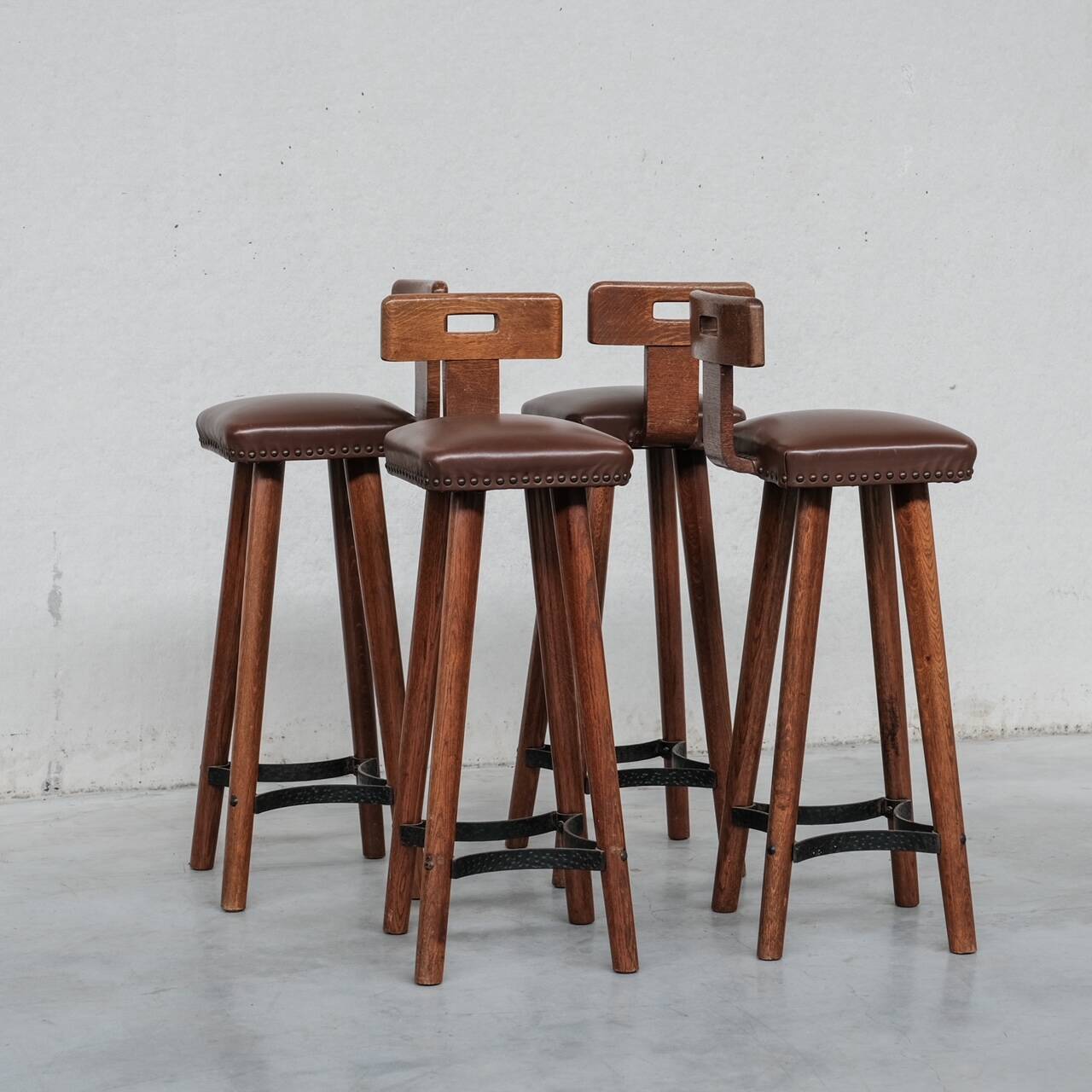 Set of four Mid-Century Dutch bar stools