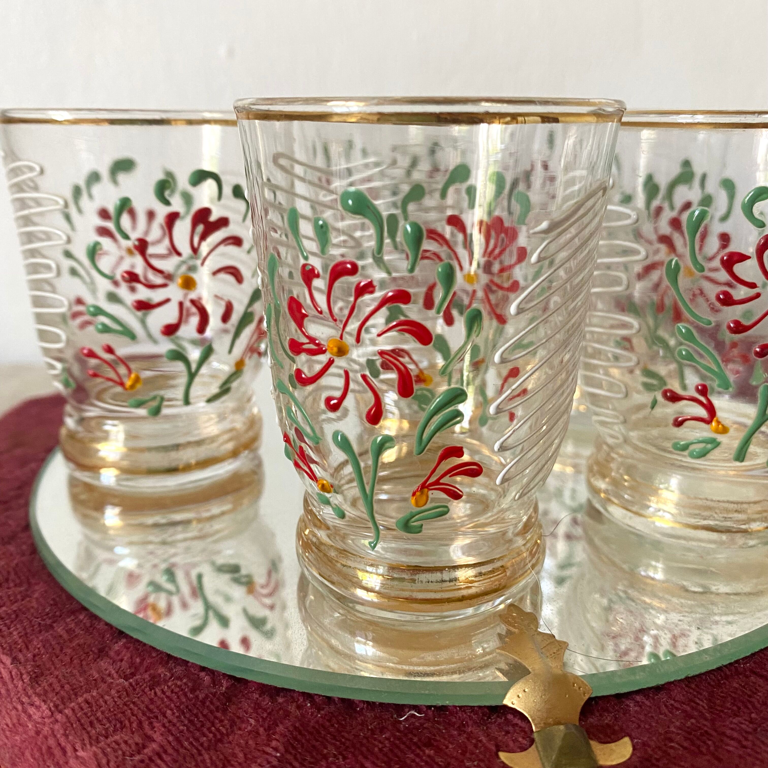 Antique floral glasses