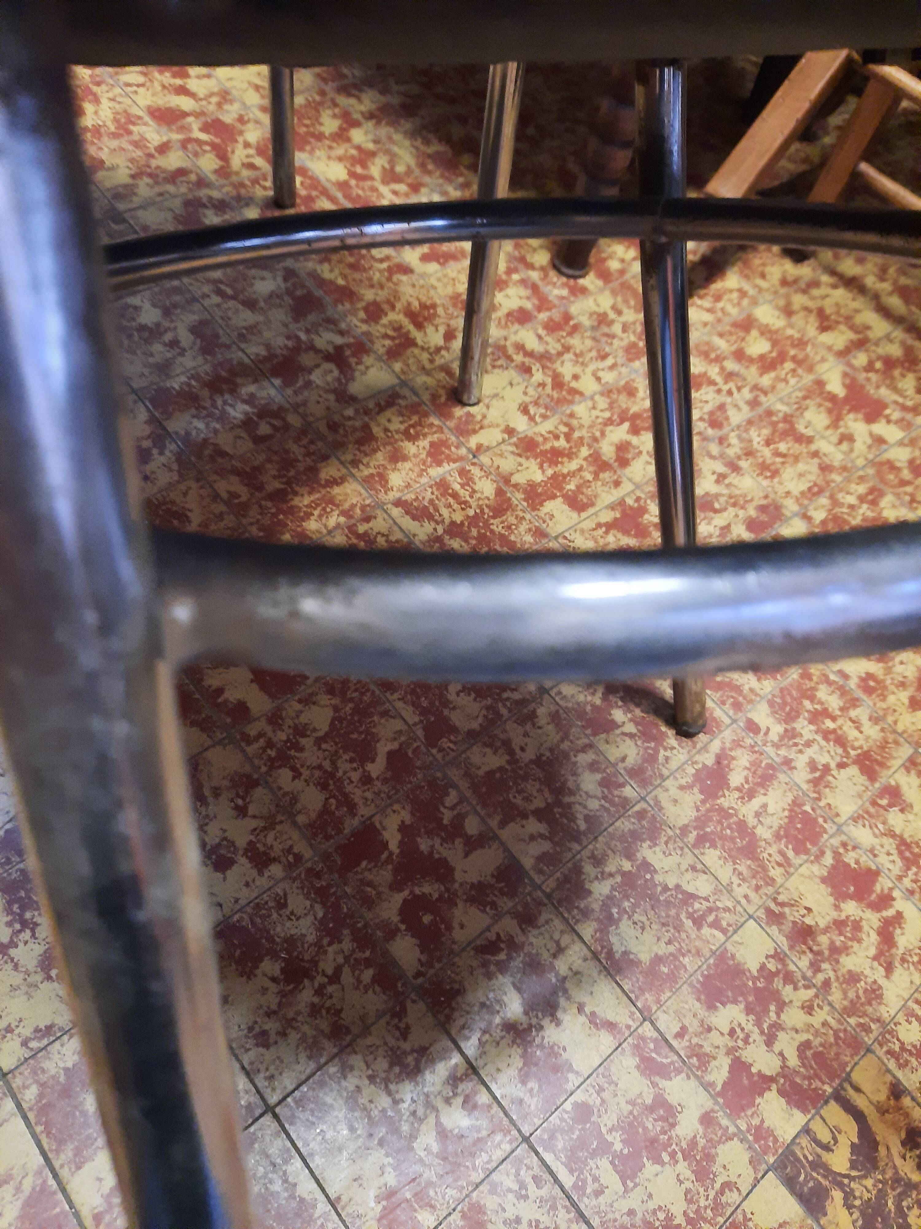 Pair of tubular metal bistro chairs