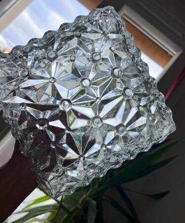 Small ceiling light or square vintage moulded glass wall light.