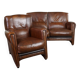 Ensemble canapé et fauteuil design en cuir de mouton