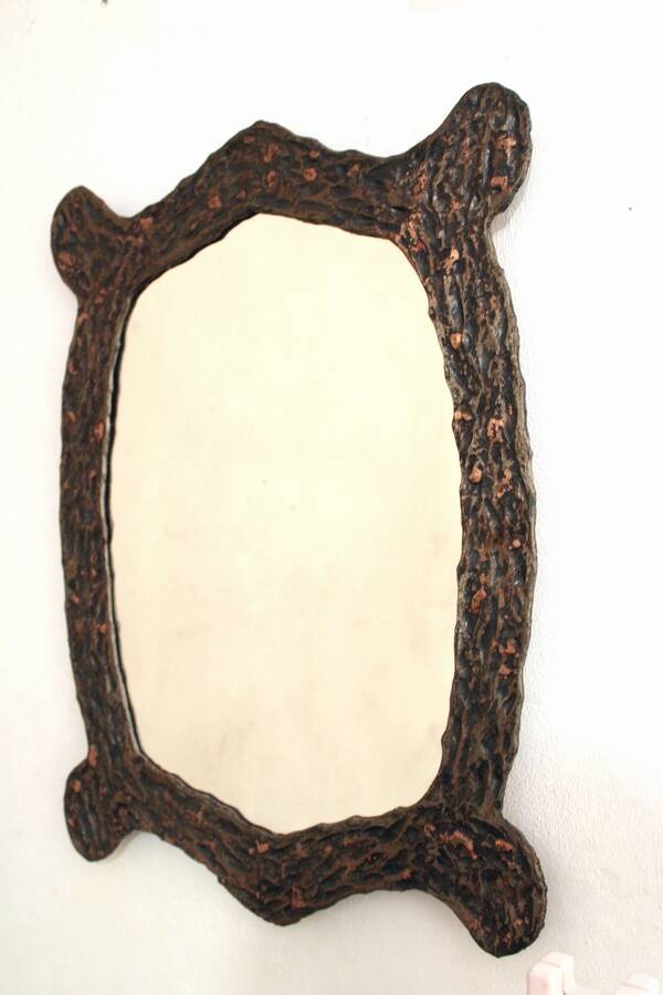 Brutalist vintage mid century mirror
