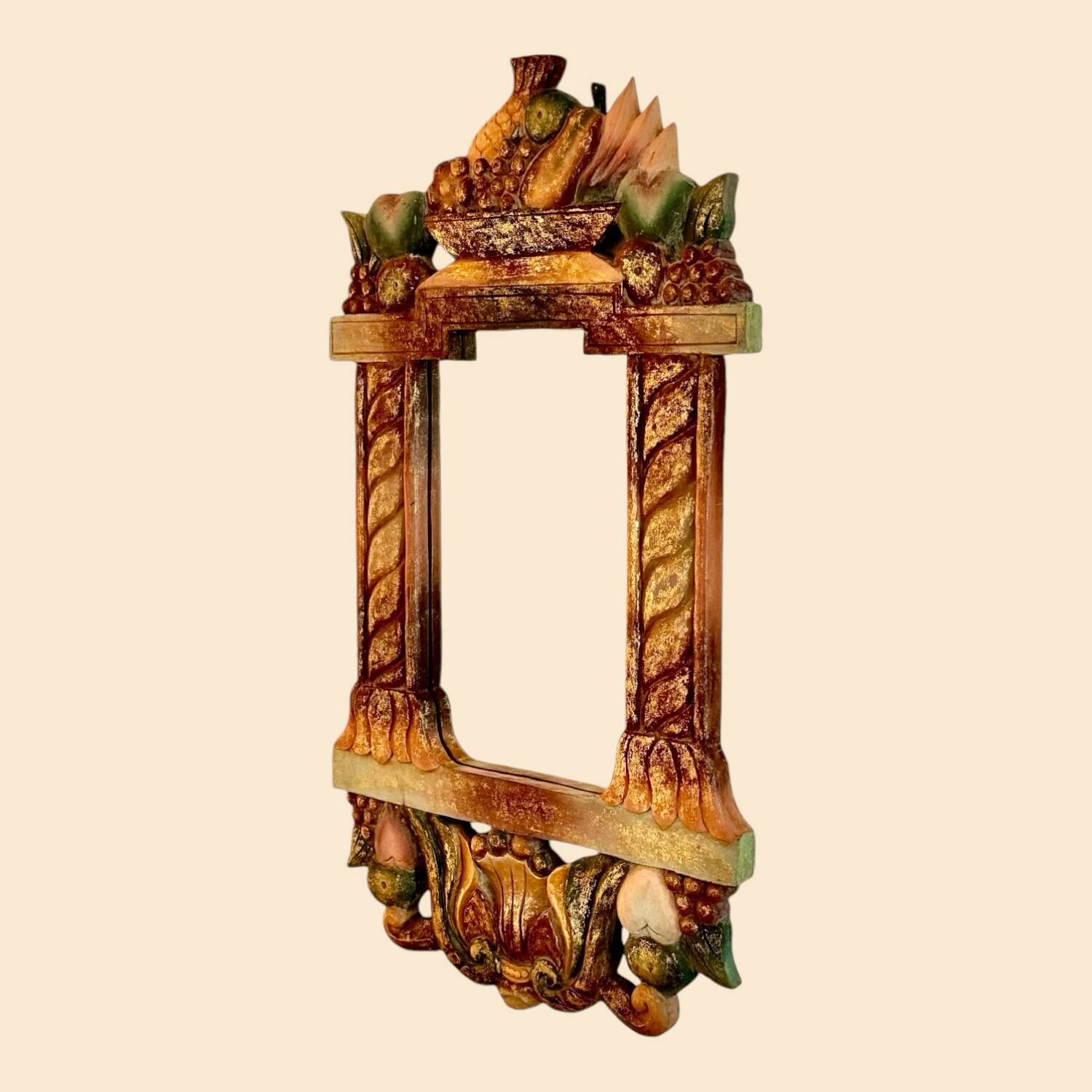 Vintage mirror in polychrome painted wood, 70´s