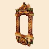 Miroir vintage en bois peint polychrome, 70´s