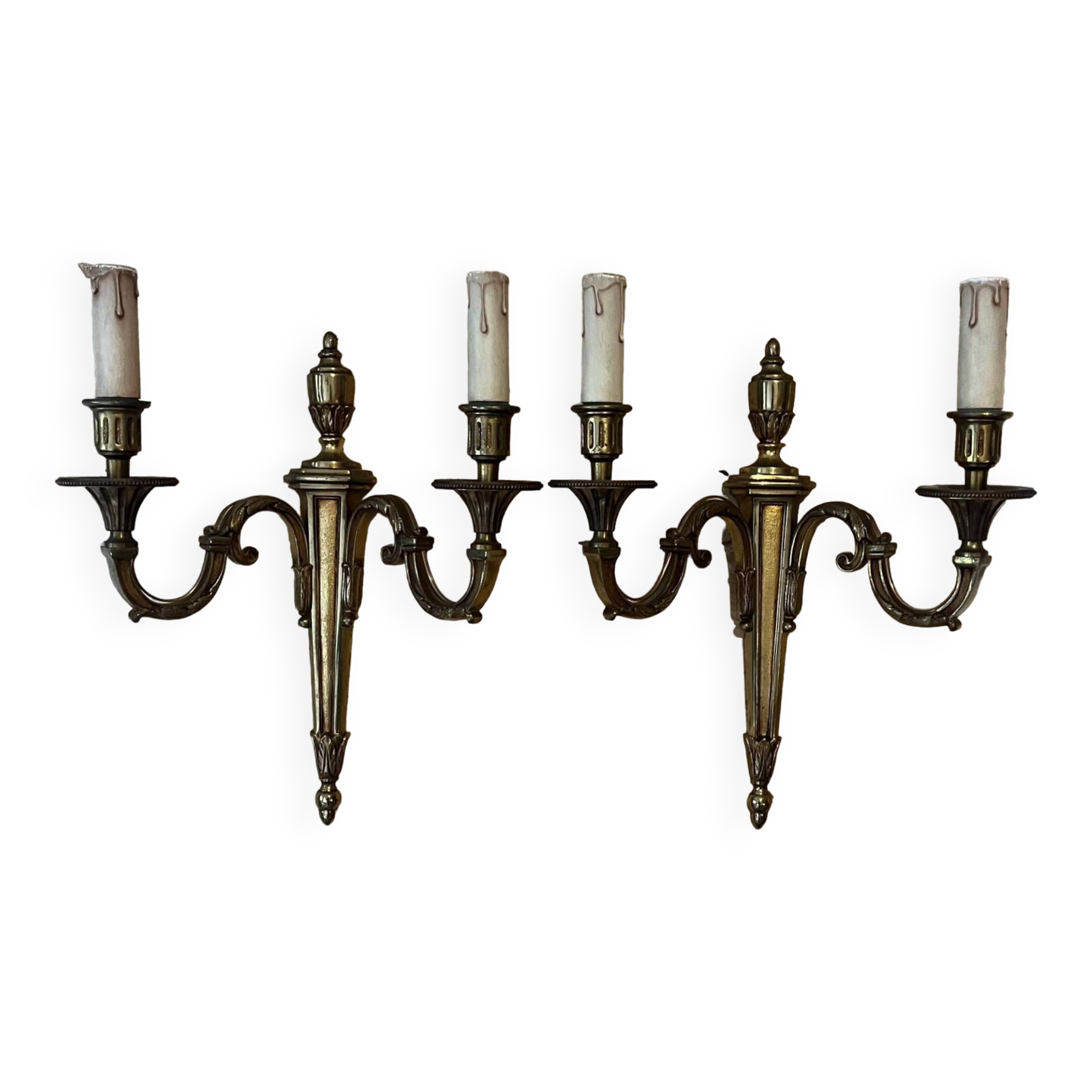 Pair of Empire style bronze wall lights