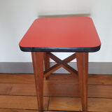 Wooden and red formica stool