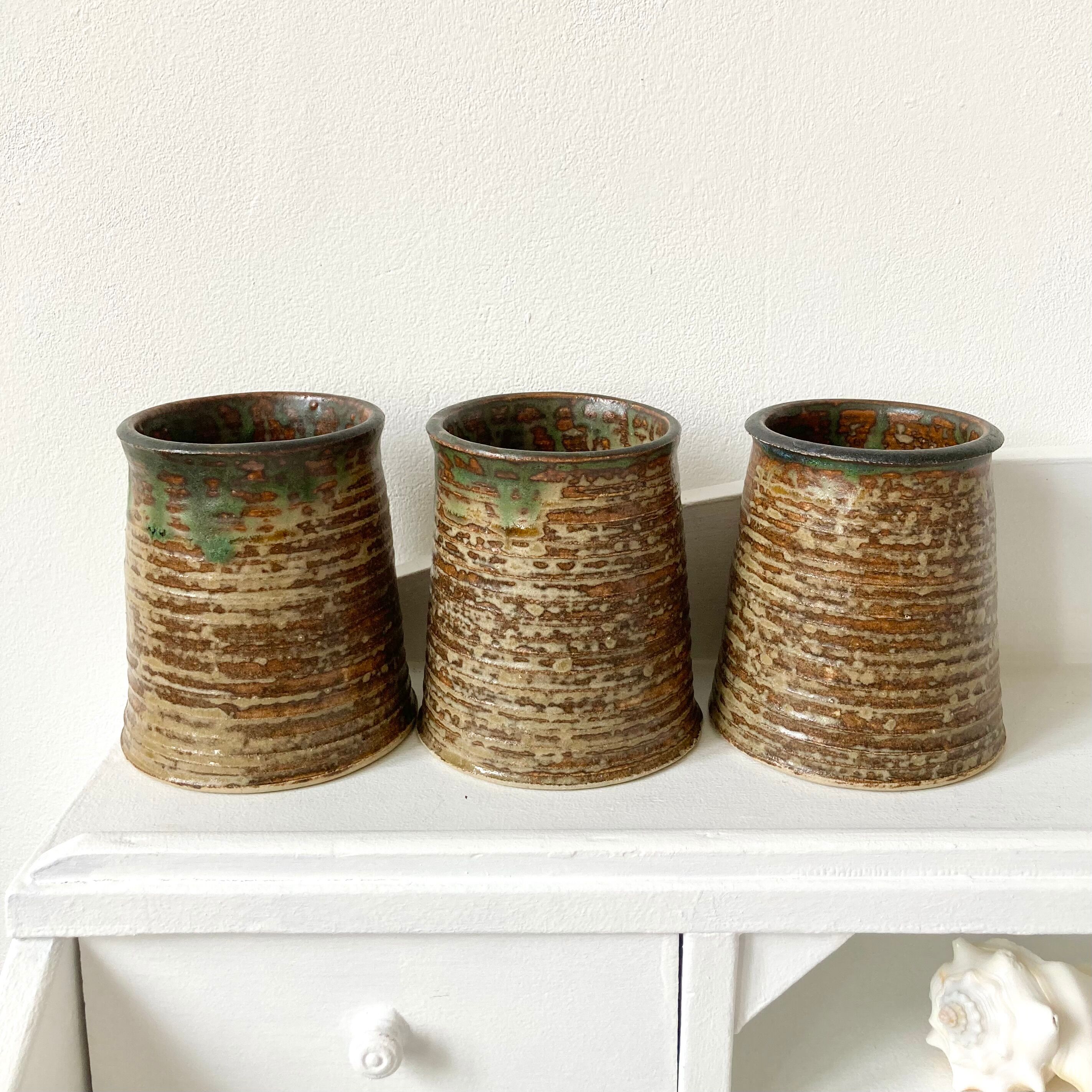 Set 6 cups cups vintage pyrite stoneware