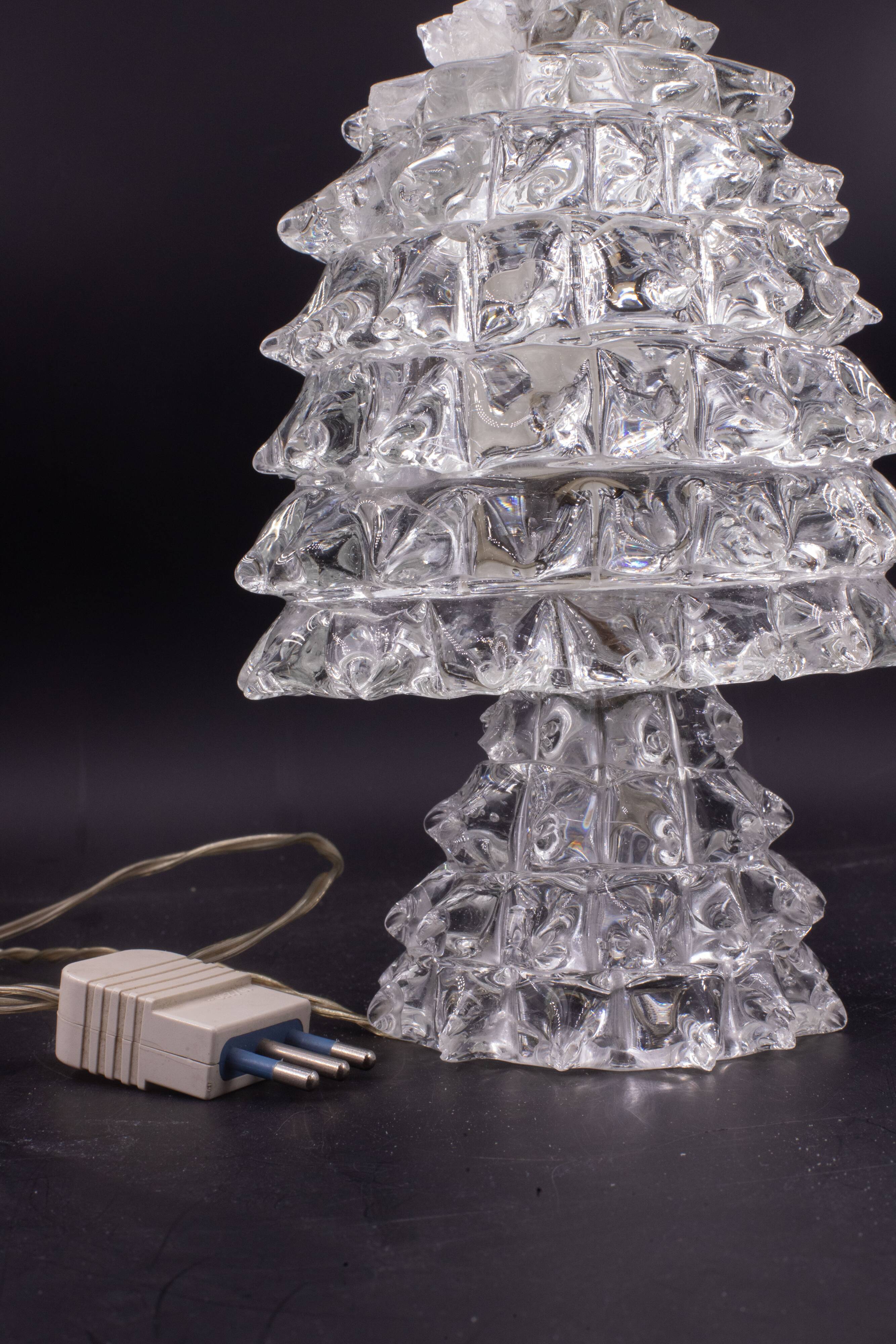 Elegant Table Lamp in Rostrato Murano Glass Vase for Barovier & Toso, 1940s