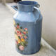 Old broc pot hand painted metal milk can