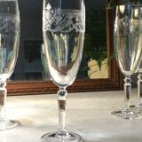 Six crystal champagne flutes