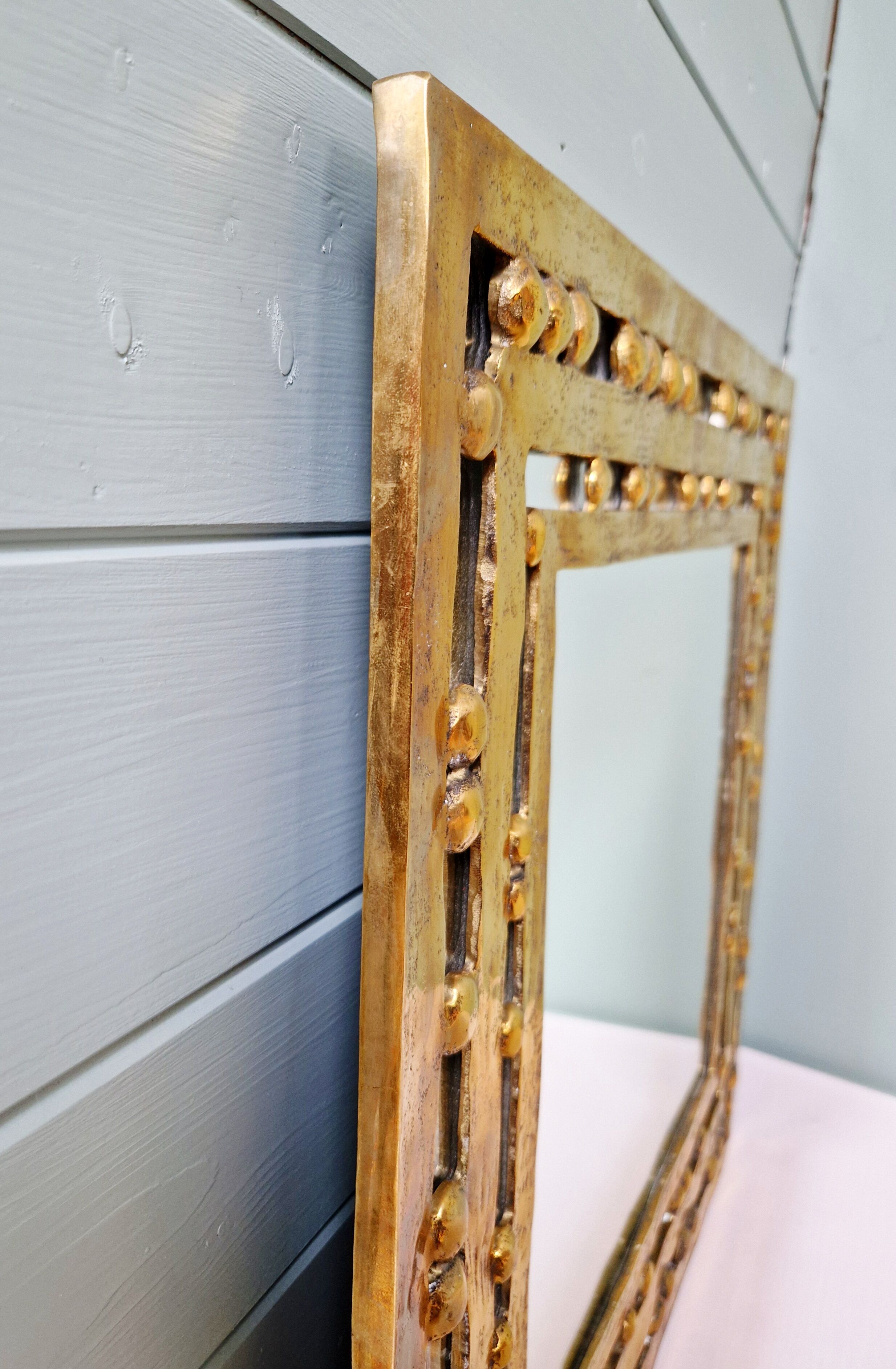Brutalist mirror in solid bronze, 1970s