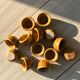 13 snail buckets or eggcups in fire porcelain glazed yellow-brown color
