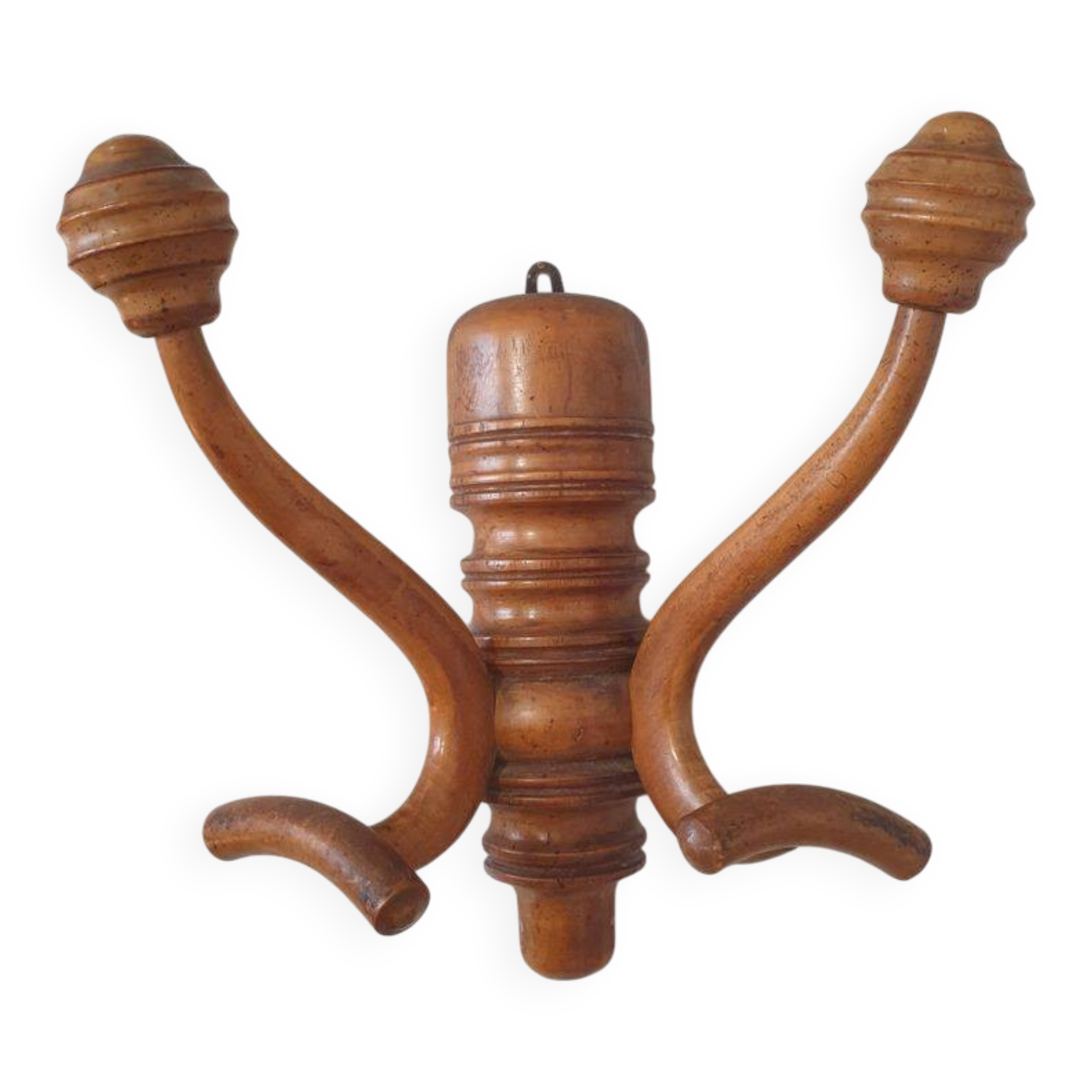 Double curved wooden coat hook