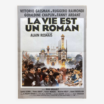 Affiche cinéma originale "La vie est un roman" Resnais, Bilal