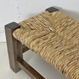 Wooden and straw footrest
