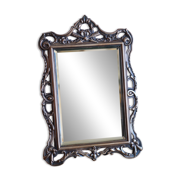 Petit Miroir de table ancien style Louis XVI métal argenté