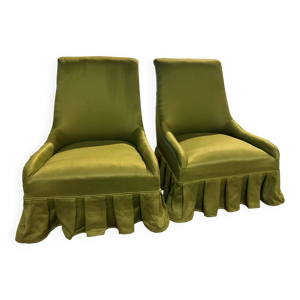 Paire de fauteuils en - tissu vert
