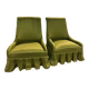 Pair of green fabric armchairs